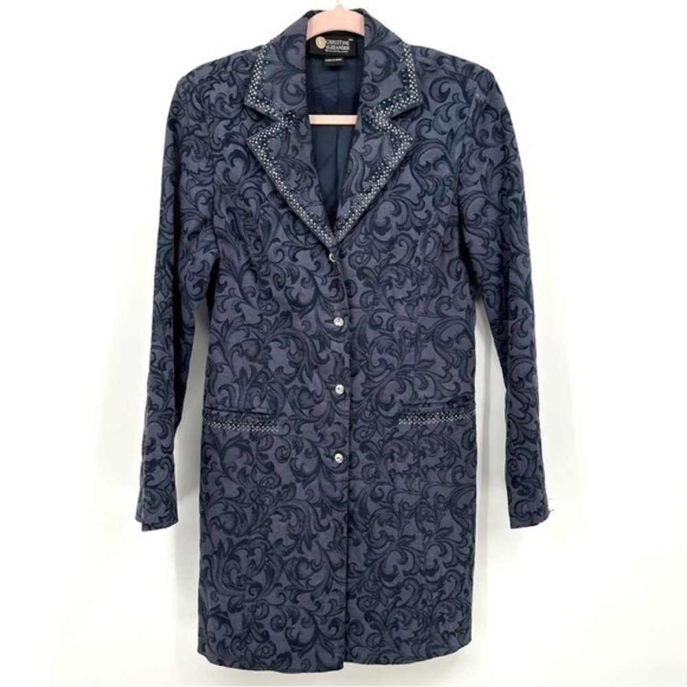 CHRISTINE ALEXANDER Blue Size Medium Jacket with Blingy Trim & Jeweled Buttons